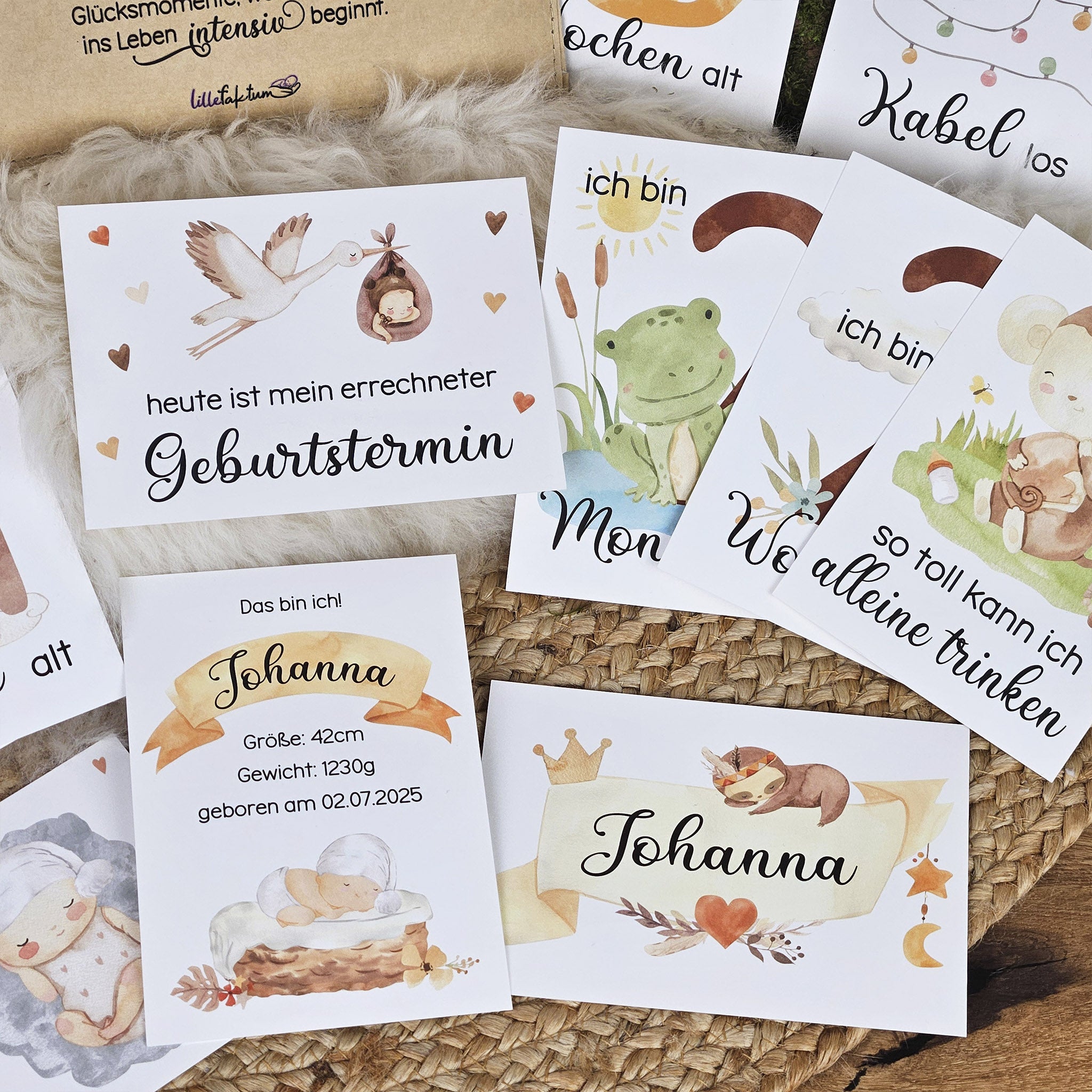 Personalisierte Meilensteine für Frühchen, Karten-Set
