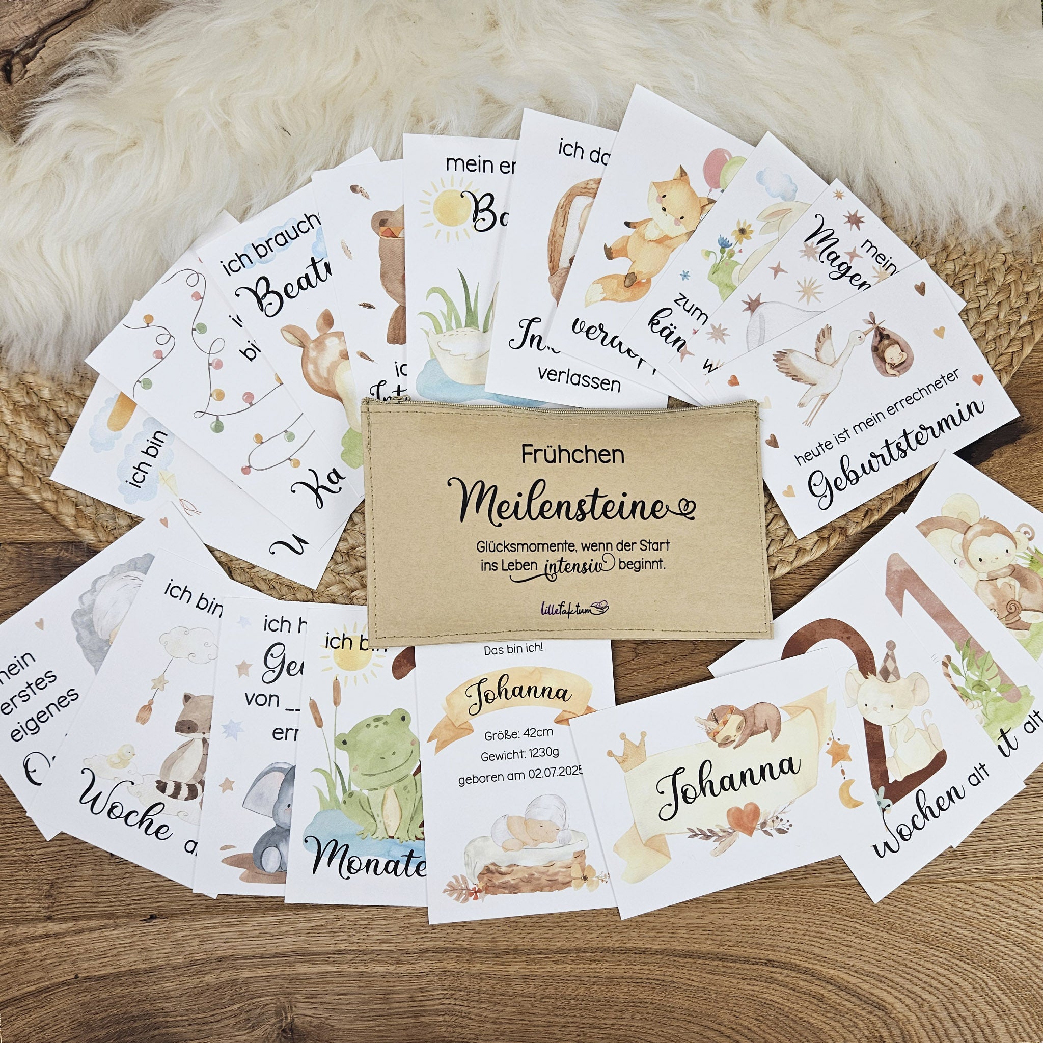 Personalisierte Meilensteine für Frühchen, Karten-Set