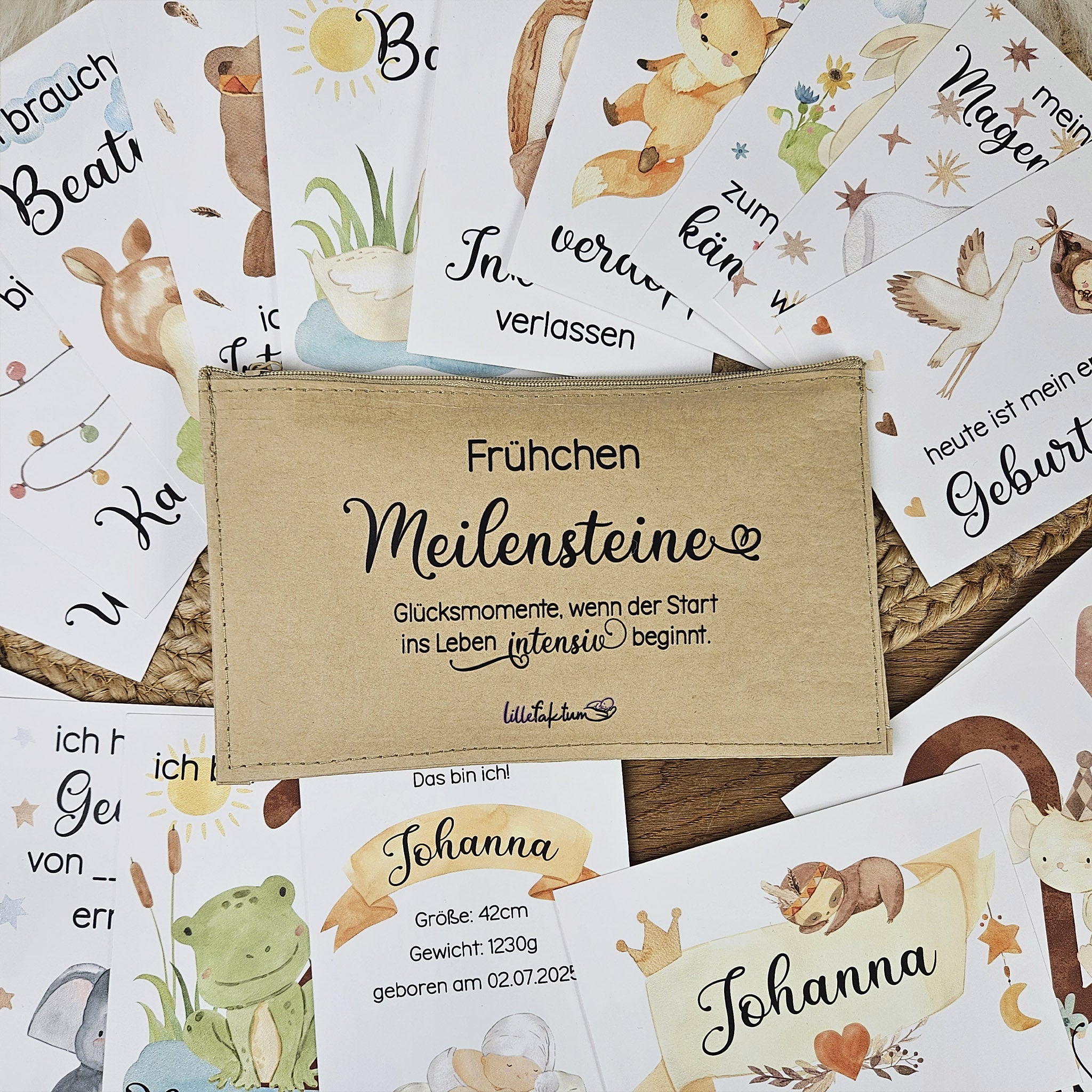 Personalisierte Meilensteine für Frühchen, Karten-Set