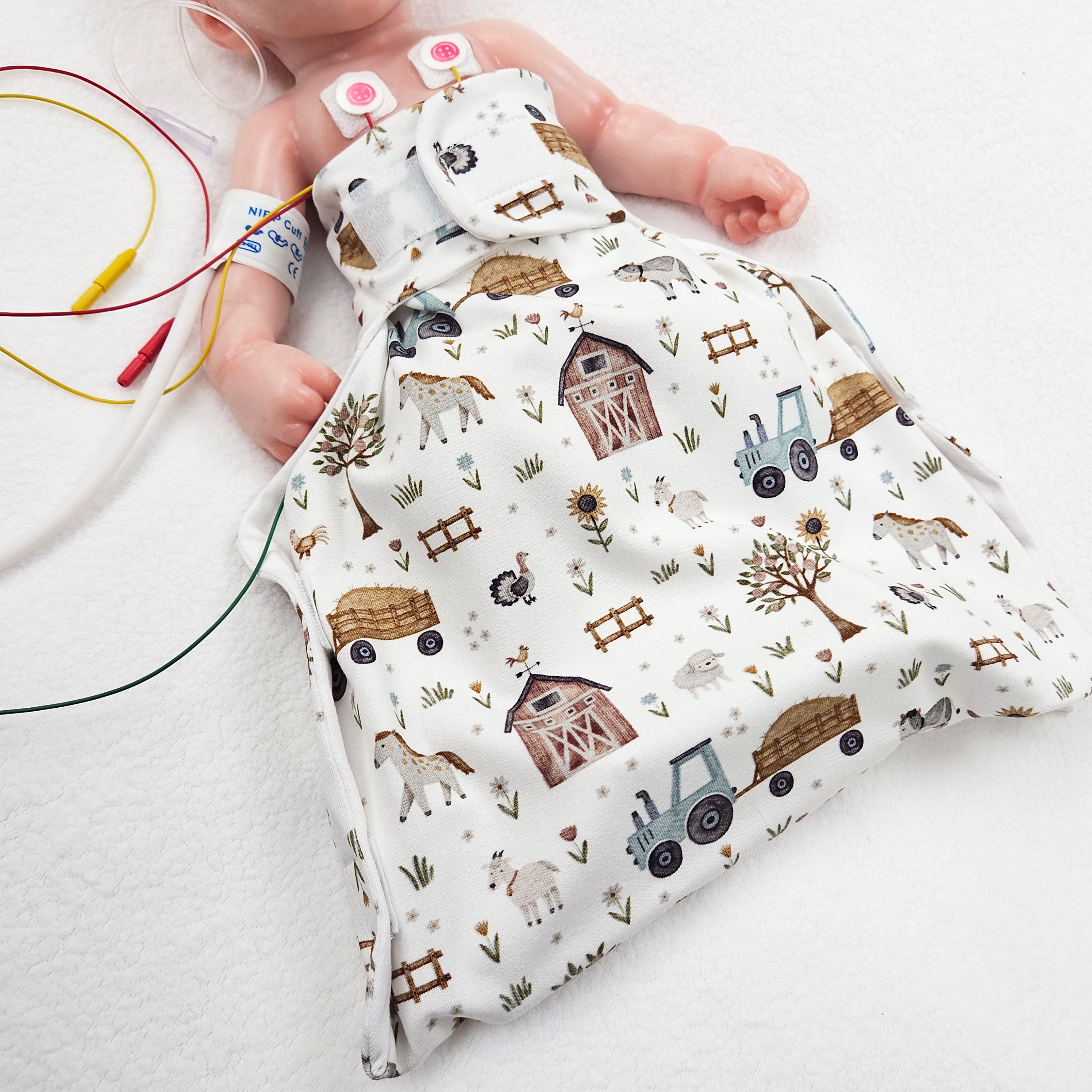Adaptiver Frühchen Strampelsack/"Pucksack" Bauernhof