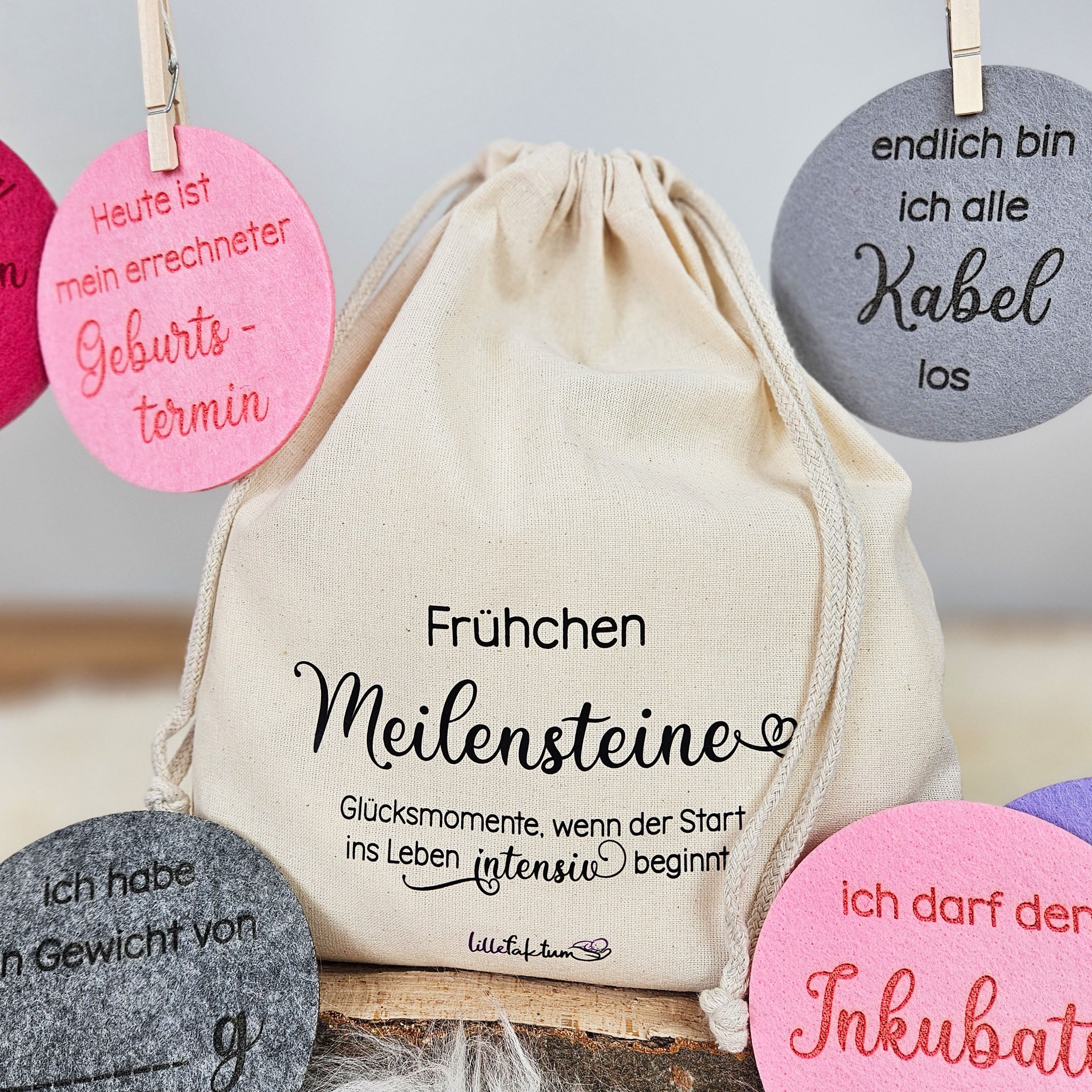 Personalisierte Meilensteine für Frühchen aus Filz