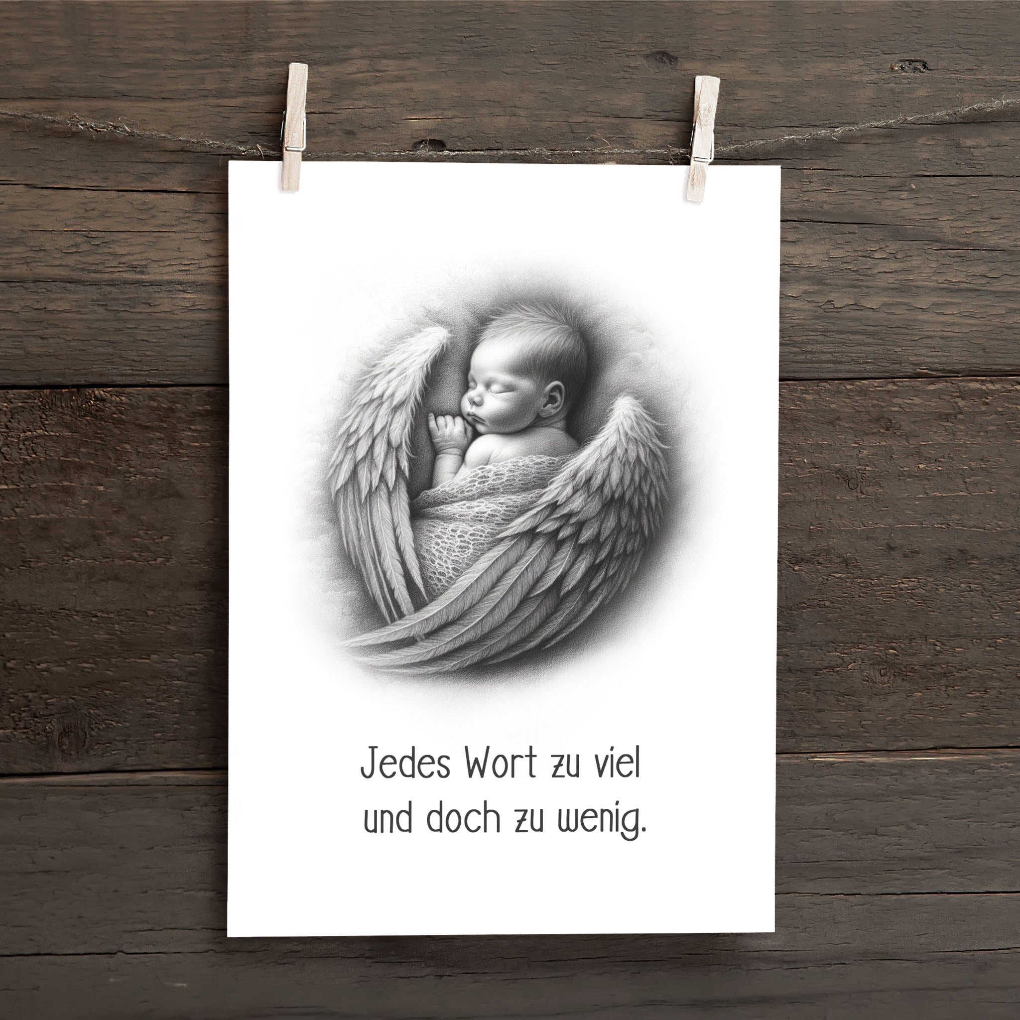 Karte Sternenkind "Jedes Wort zu viel und doch zu wenig" Kondolenzkarte / Trauerkarte / Beileidskarte Fehlgeburt Totgeburt Sternenkind