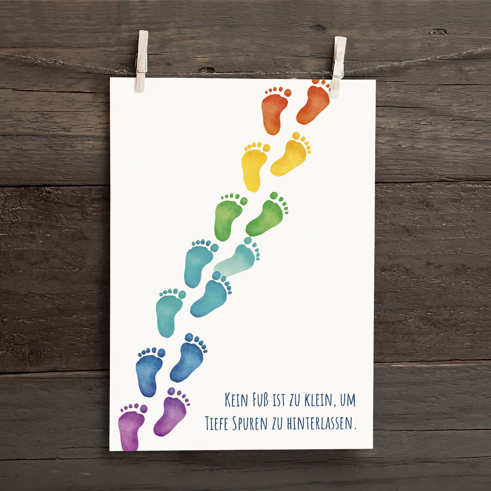 Karte Sternenkind "Kein Fuß ist zu klein, um tiefe Spuren zu hinterlassen" Kondolenzkarte / Trauerkarte / Beileidskarte Fehlgeburt Totgeburt Sternenkind