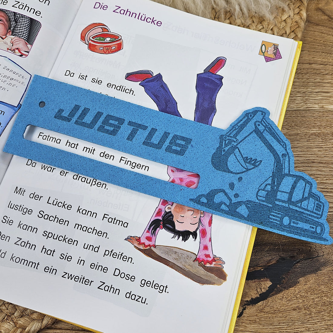 Personalisierte Lesehilfe &quot;Bagger&quot; für Leseanfänger zum Schulstart, Einschulung, Schultüte, Schulanfang Grundschule