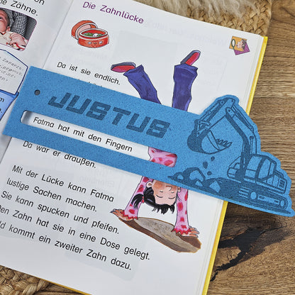 Personalisierte Lesehilfe &quot;Bagger&quot; für Leseanfänger zum Schulstart, Einschulung, Schultüte, Schulanfang Grundschule