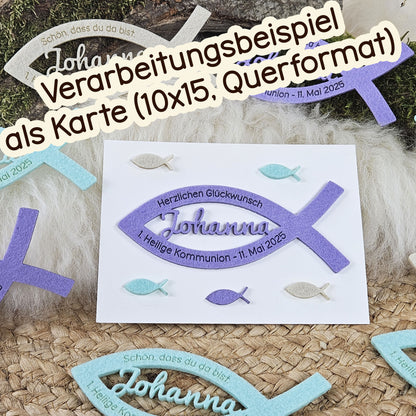 Personalisierte Tischdeko &quot;große Fische&quot; Pastellfarben für Kommunion, Taufe, Konfirmation, Segnung