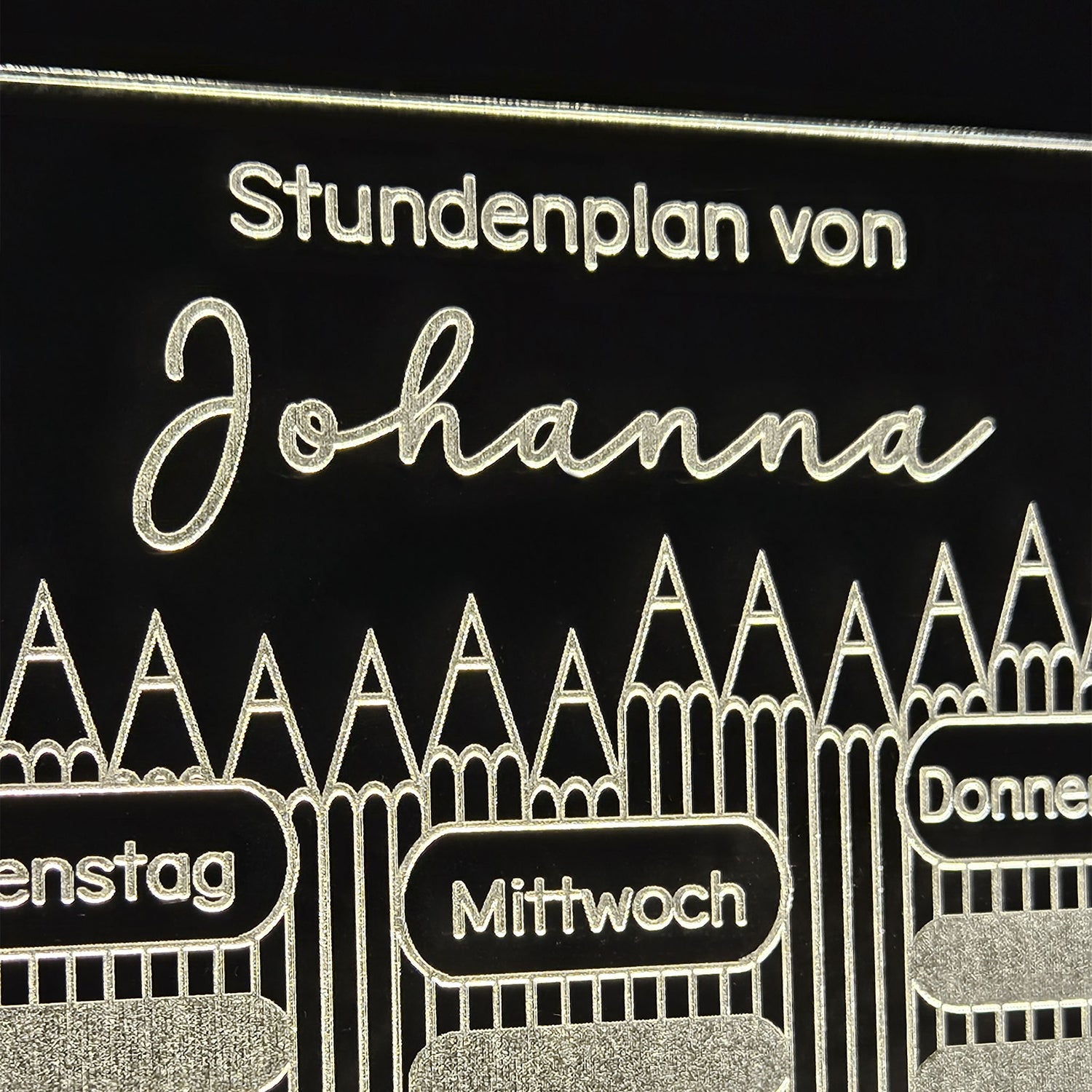 Personalisierter Stundenplan, LED-beleuchteter Stundenplan, individueller Stundenplan Acrylglas, wiederverwendbar, Nachtlicht, Nachtlampe