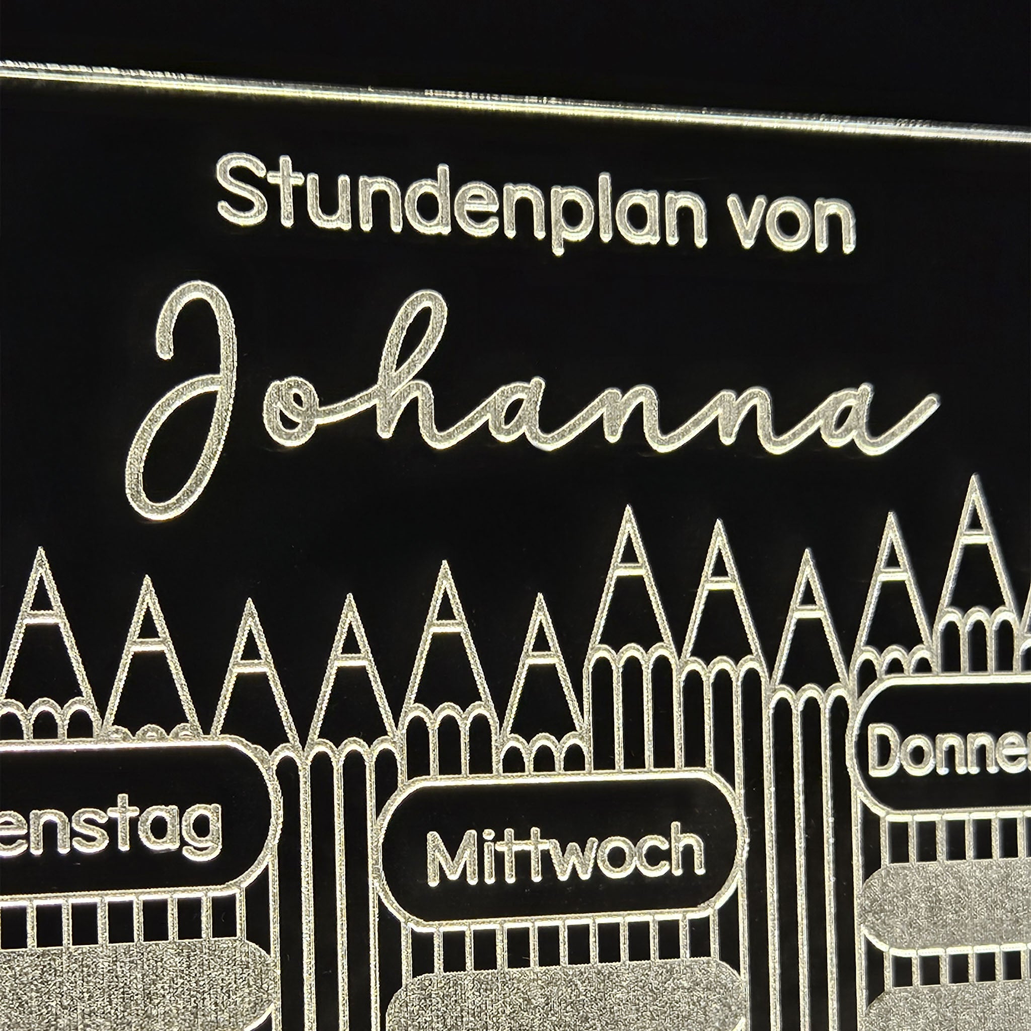 Personalisierter Stundenplan, LED-beleuchteter Stundenplan, individueller Stundenplan Acrylglas, wiederverwendbar, Nachtlicht, Nachtlampe