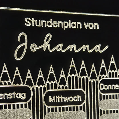 Personalisierter Stundenplan, LED-beleuchteter Stundenplan, individueller Stundenplan Acrylglas, wiederverwendbar, Nachtlicht, Nachtlampe