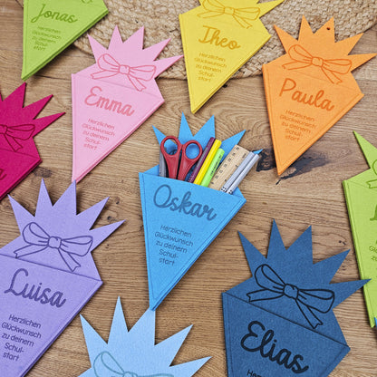 Personalisierte Schultüte, Geschenk zur Einschulung, Geschenkverpackung mit Wunschname