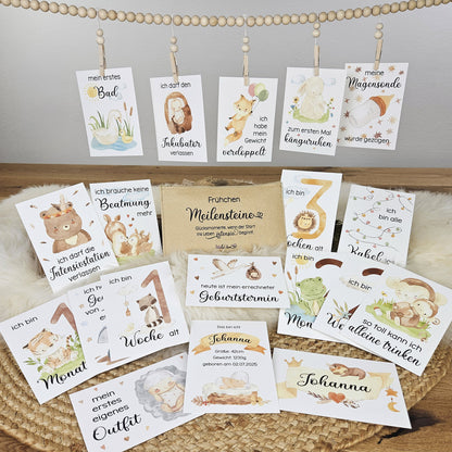 Personalisierte Meilensteine für Frühchen, Karten-Set