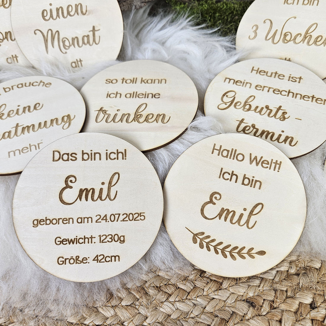 Personalisierte Meilensteine für Frühchen aus Holz