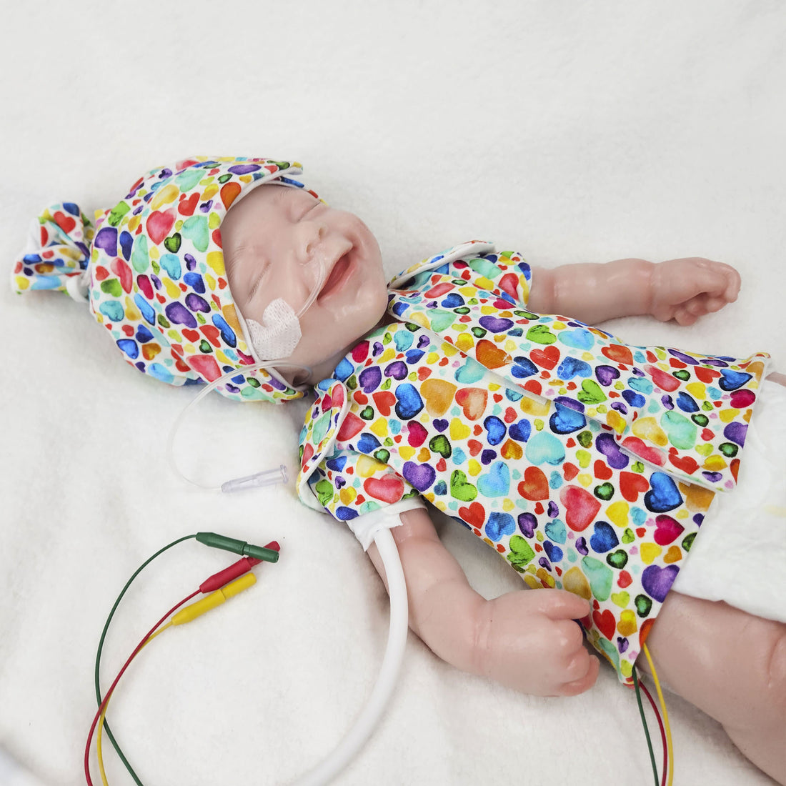 Adaptives Frühchen Shirt/Bodywrap &quot;Regenbogen Herzen&quot;