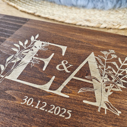 Personalisiertes Holz-Gästebuch Hochzeit mit Wunschmotiv, Farbe walnuss, Hochzeitsgästebuch, Holzbuch