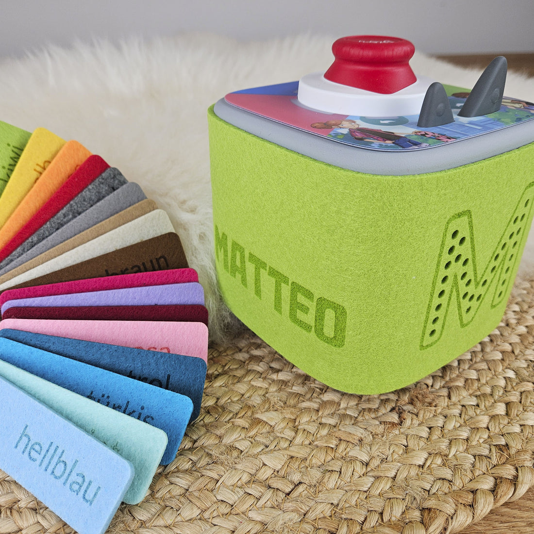 Toniebox 2! Personalisierte Tonieboxhülle, Schutzhülle für die Toniebox 2 personalisiert, Farbwahl, Motivwahl, Wunschname, Akustiköffnung, Ladeöffnung