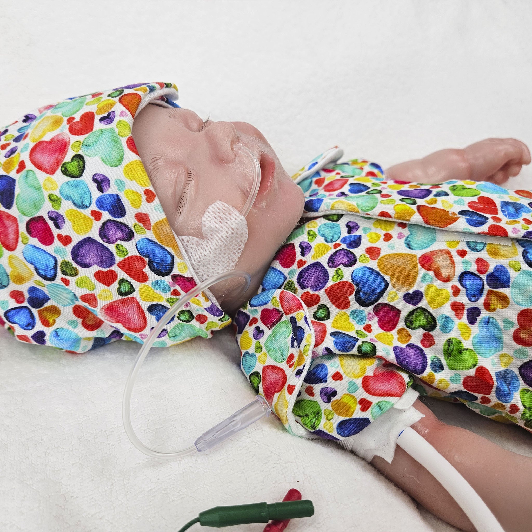 Adaptives Frühchen Shirt/Bodywrap &quot;Regenbogen Herzen&quot;