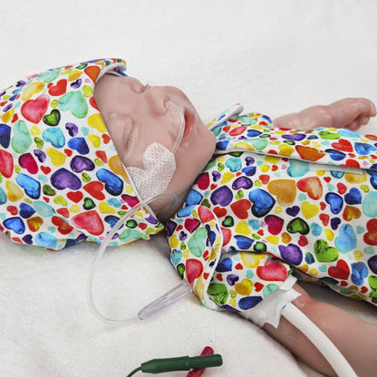 Adaptives Frühchen Shirt/Bodywrap &quot;Regenbogen Herzen&quot;