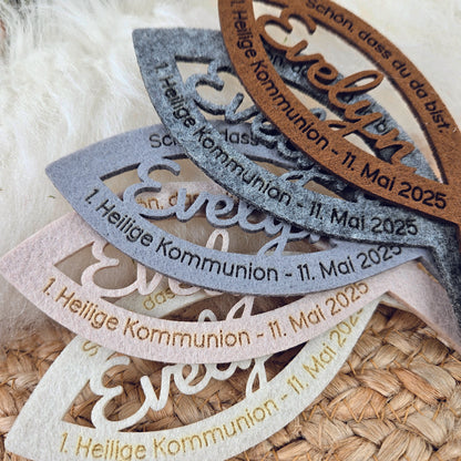 Personalisiertes Kreuz zu Taufe, Segnung - 3D Holzkreuz mit Namen (walnuss) &amp; Wunschspruch
