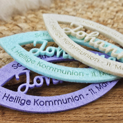 Personalisierte Tischdeko &quot;große Fische&quot; Pastellfarben für Kommunion, Taufe, Konfirmation, Segnung