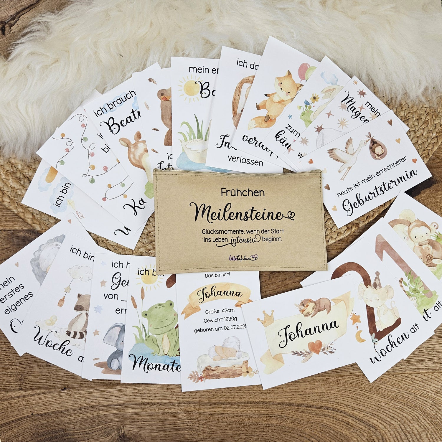 Personalisierte Meilensteine für Frühchen, Karten-Set