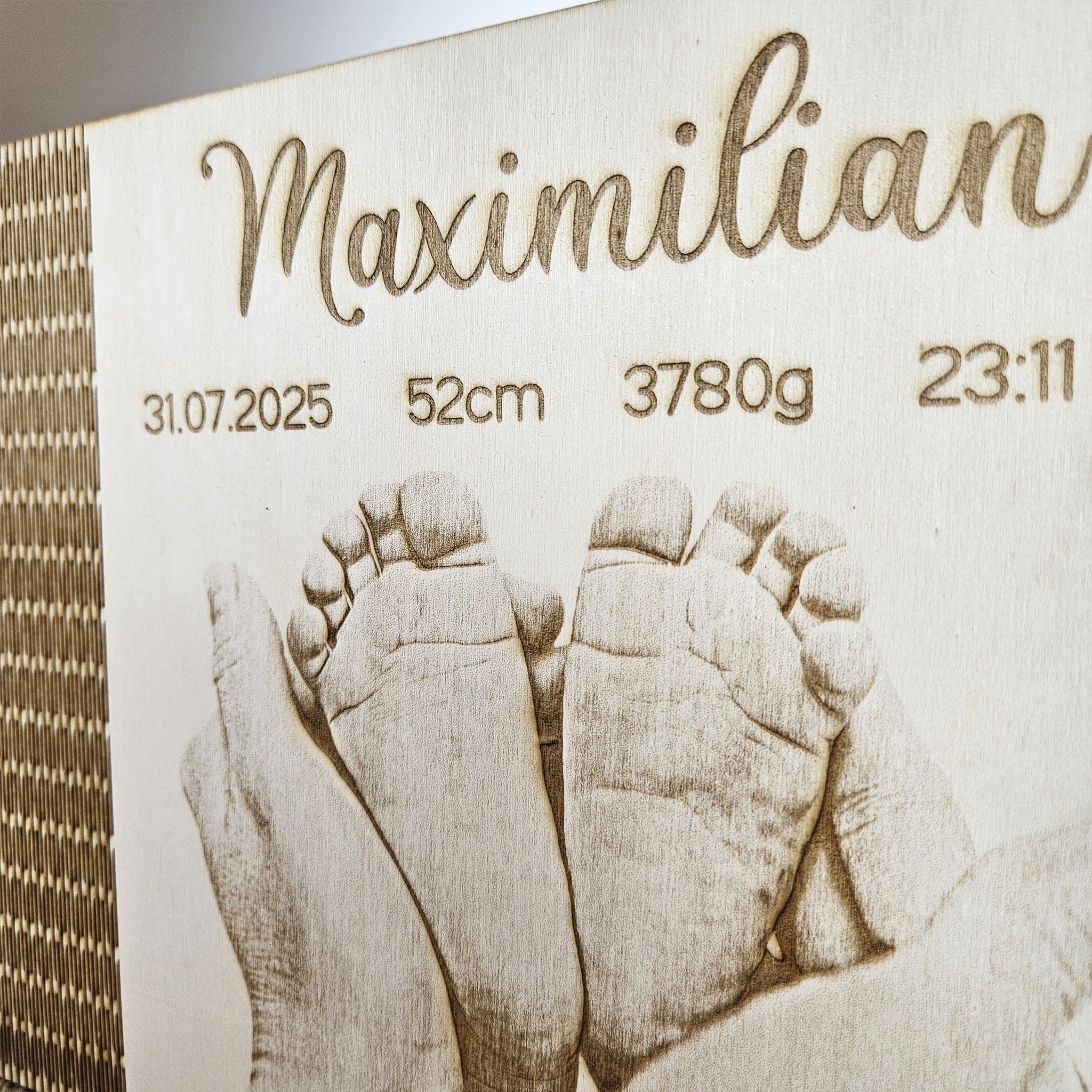 Personalisiertes Holz-Erinnerungsbuch, Geschenk zur Geburt
