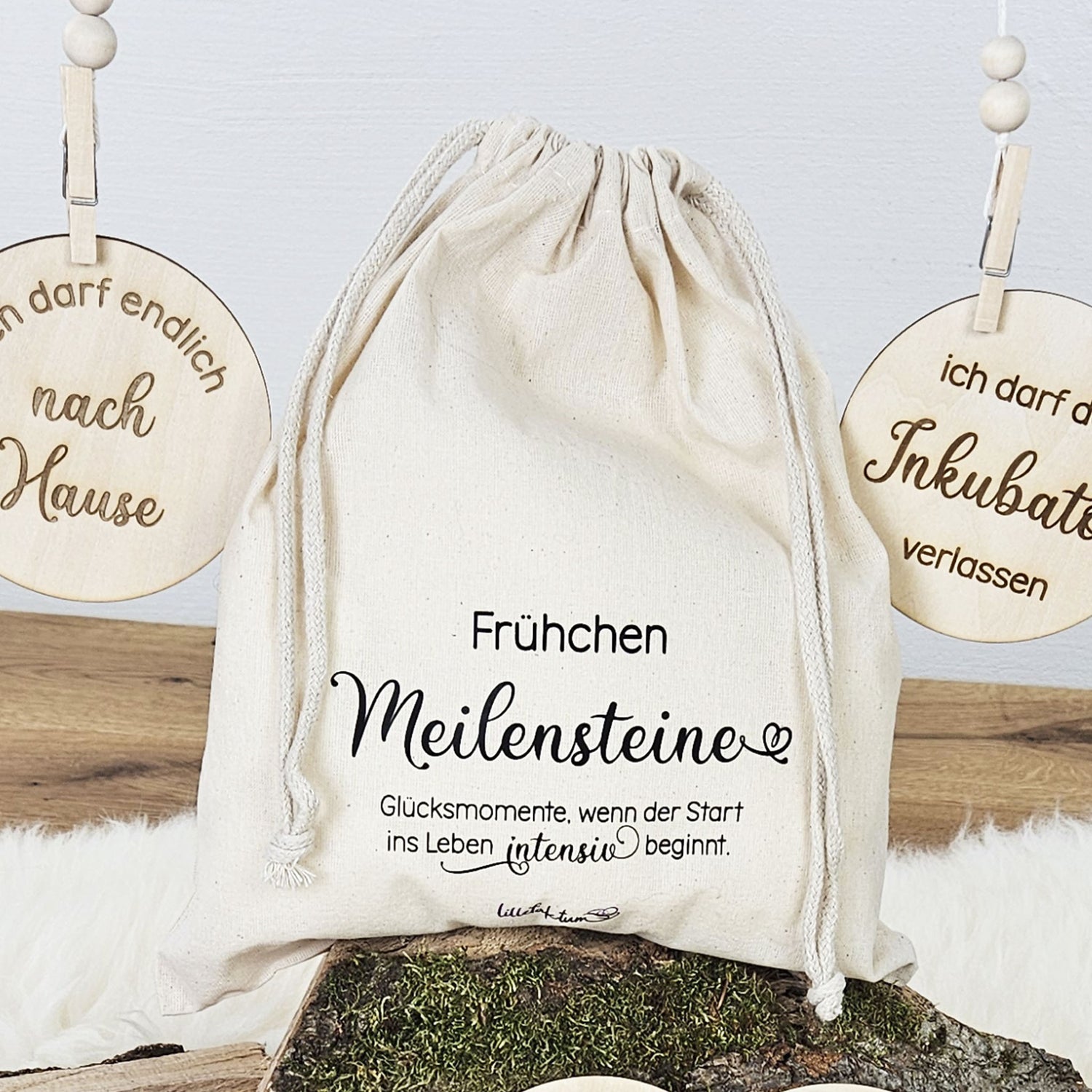 Personalisierte Meilensteine für Frühchen aus Holz