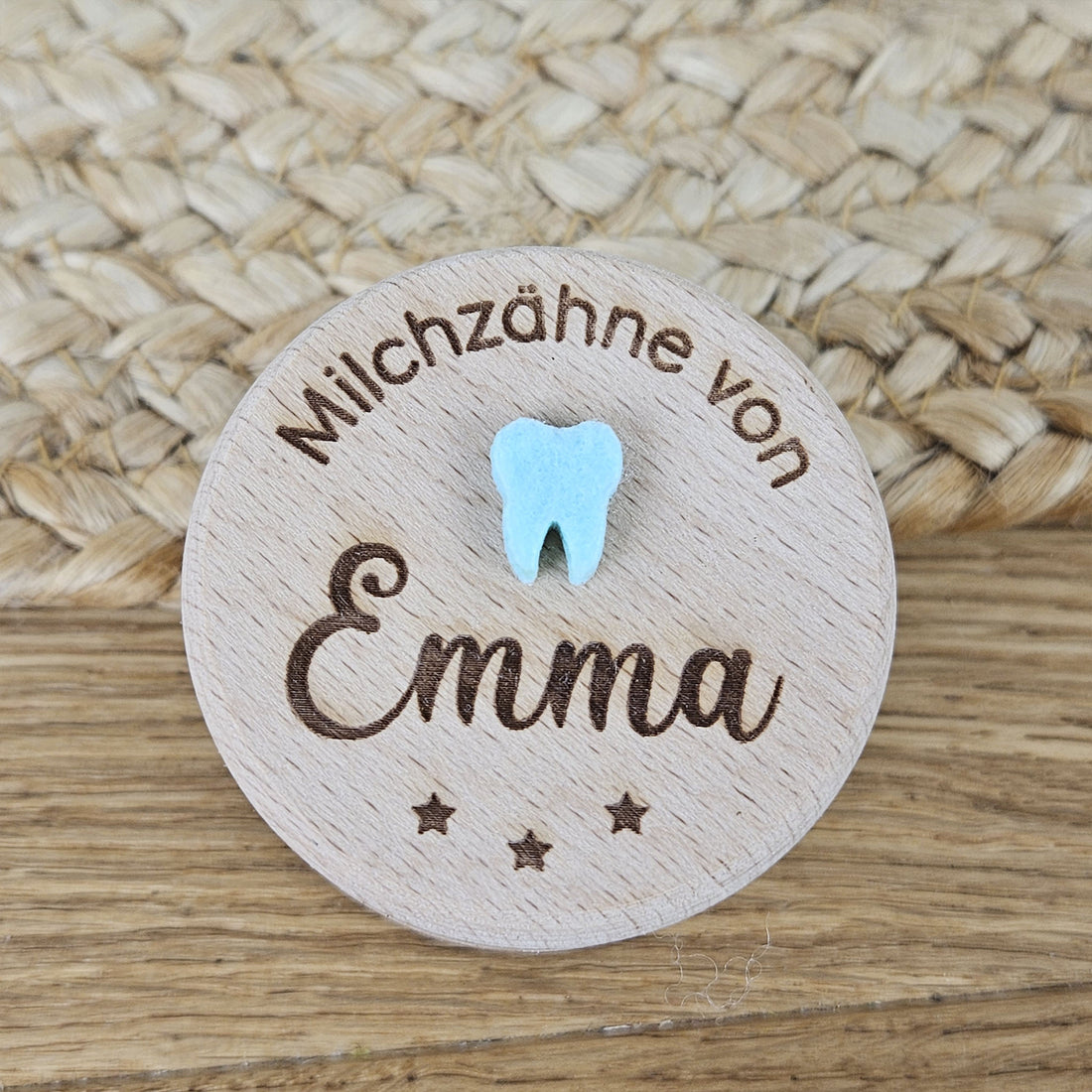 Personalisierte Zahndose, Holzdose mit Wunschname-Gravur, Holzdose Milchzähne, Milchzahndose Buchenholz