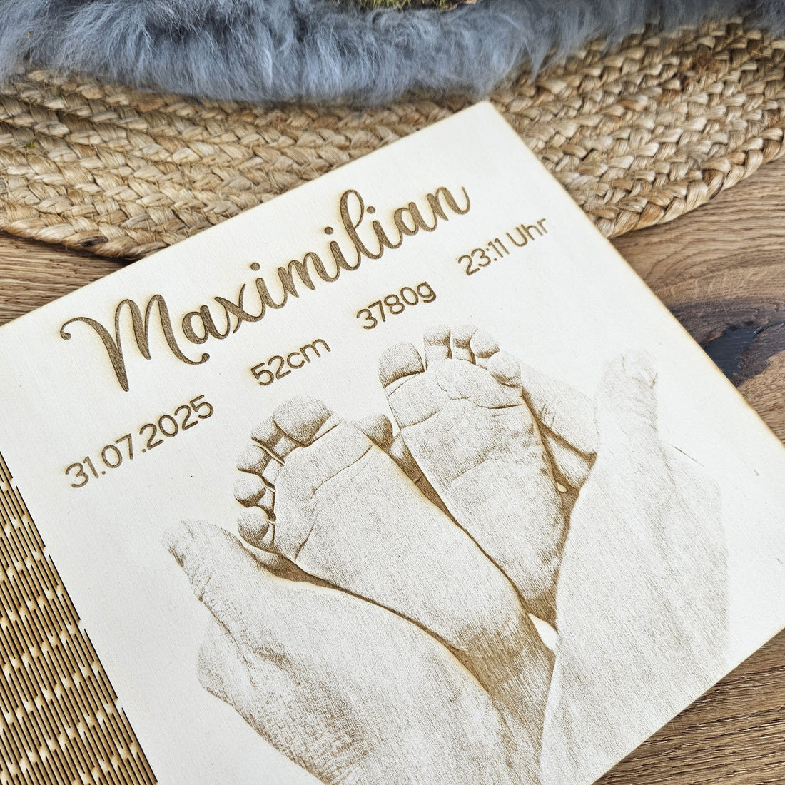 Personalisiertes Holz-Erinnerungsbuch, Geschenk zur Geburt