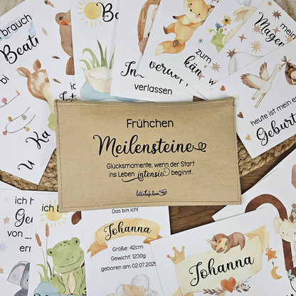 Personalisierte Meilensteine für Frühchen, Karten-Set