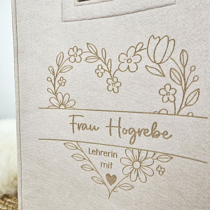 XL Lehrertasche mit Holzboden, Abschiedsgeschenk Lehrerin, Geschenk Lehrerin, personalisierte Geschenke Lehrerin