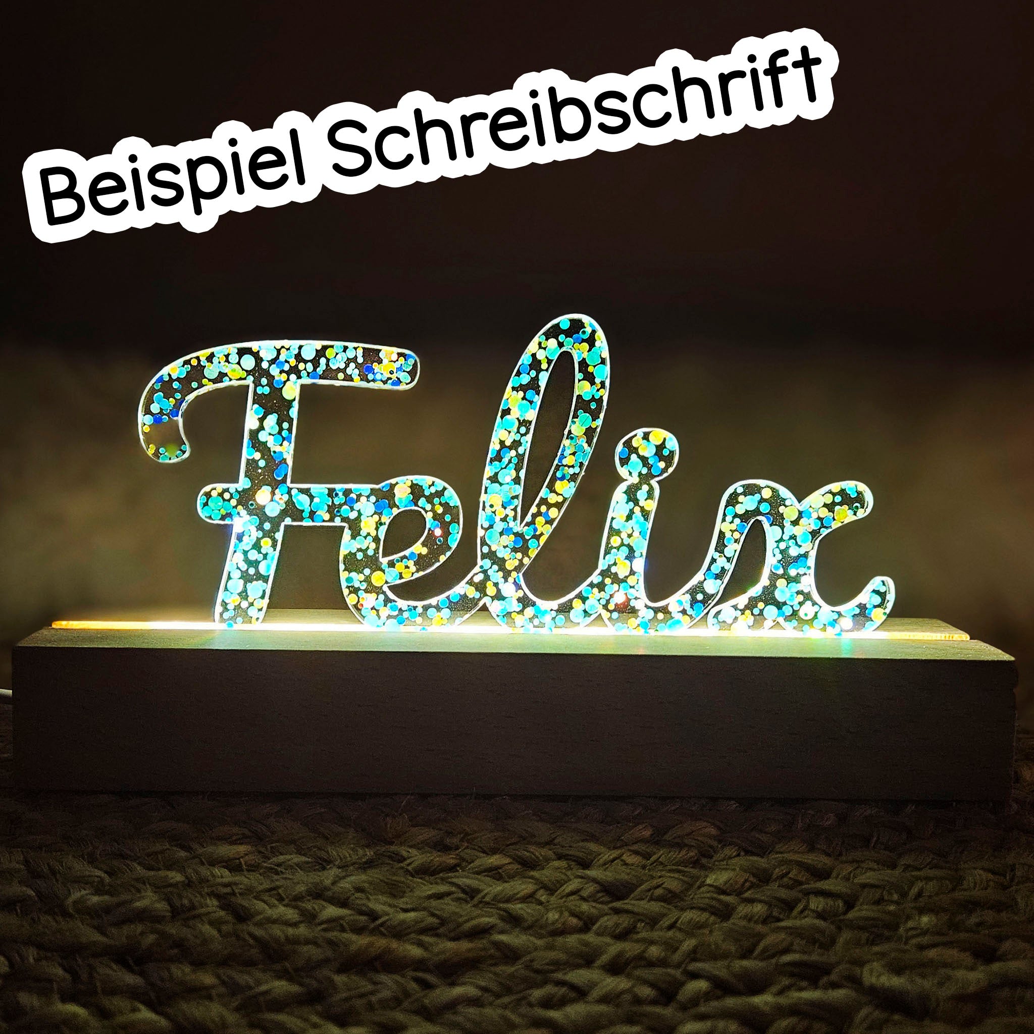 Großes, personalisiertes Nachtlicht Herz-Konfetti, LED Lampe mit Wunschname personalisiert
