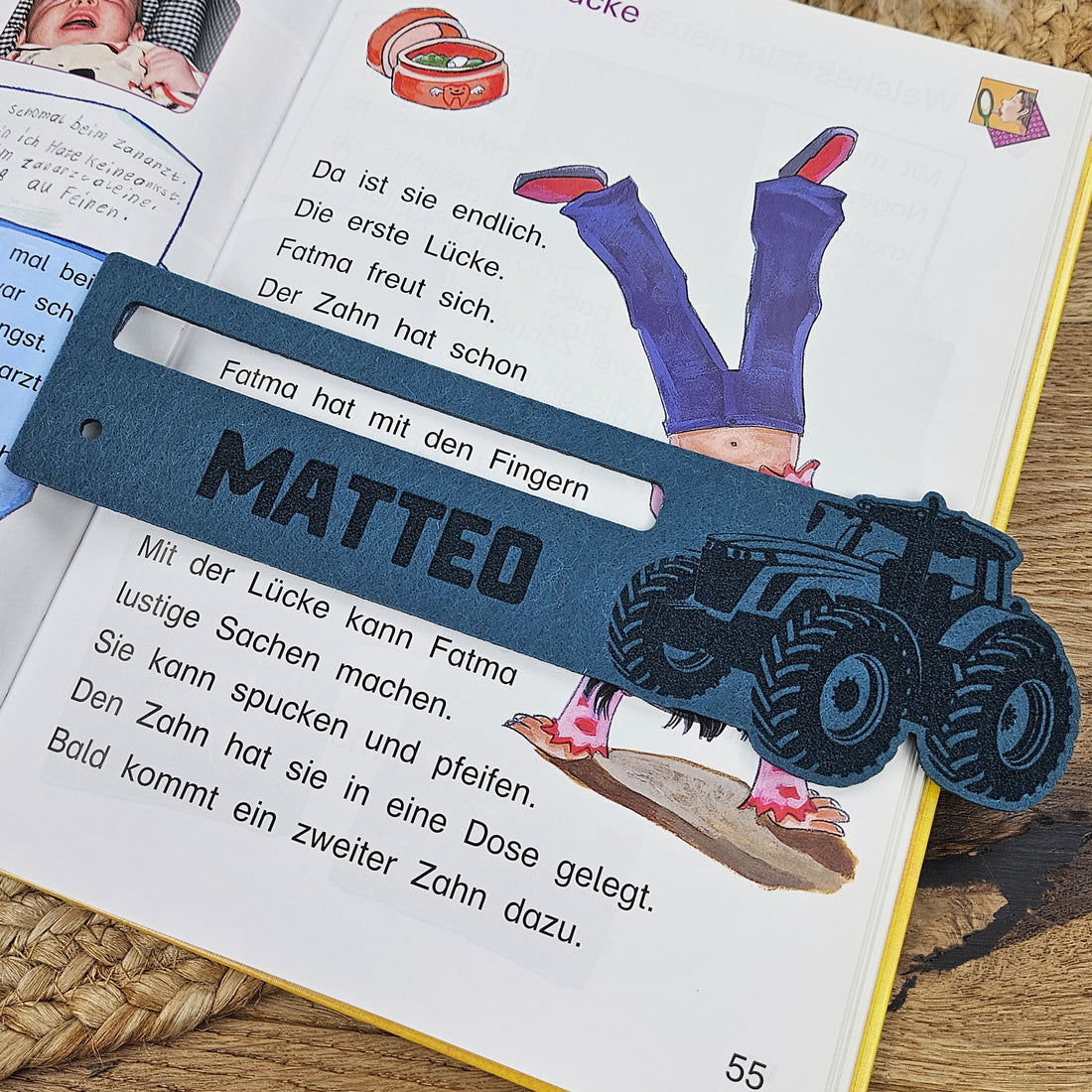 Personalisierte Lesehilfe &quot;Trecker&quot; für Leseanfänger zum Schulstart, Einschulung, Schultüte, Schulanfang Grundschule