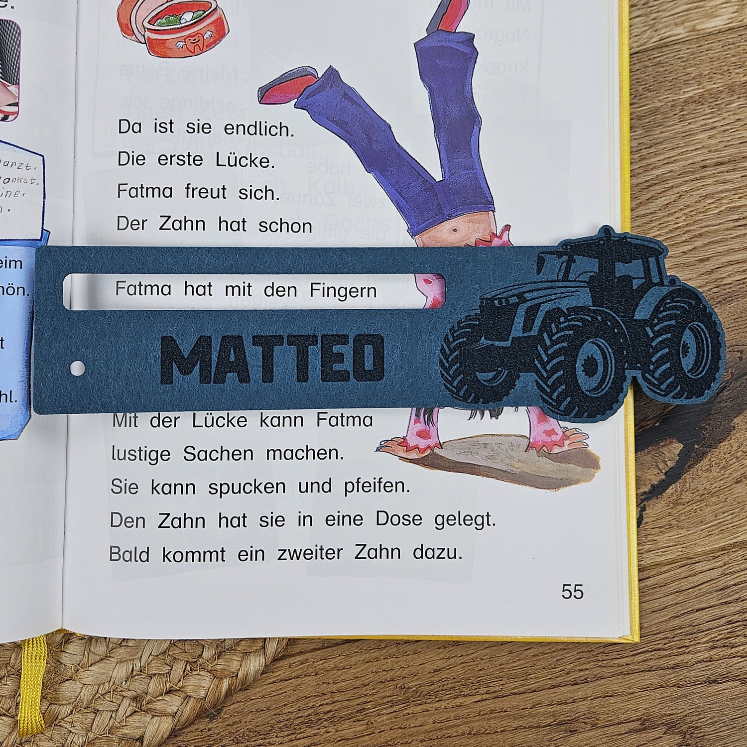 Personalisierte Lesehilfe &quot;Trecker&quot; für Leseanfänger zum Schulstart, Einschulung, Schultüte, Schulanfang Grundschule