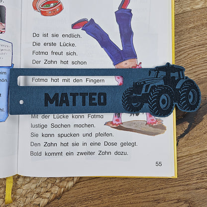 Personalisierte Lesehilfe &quot;Trecker&quot; für Leseanfänger zum Schulstart, Einschulung, Schultüte, Schulanfang Grundschule