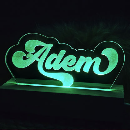 Personalisiertes Nachtlicht, 7 Farben und 2 Farbwechsel-Modi, LED Lampe mit Wunschname personalisiert, Nachtlampe