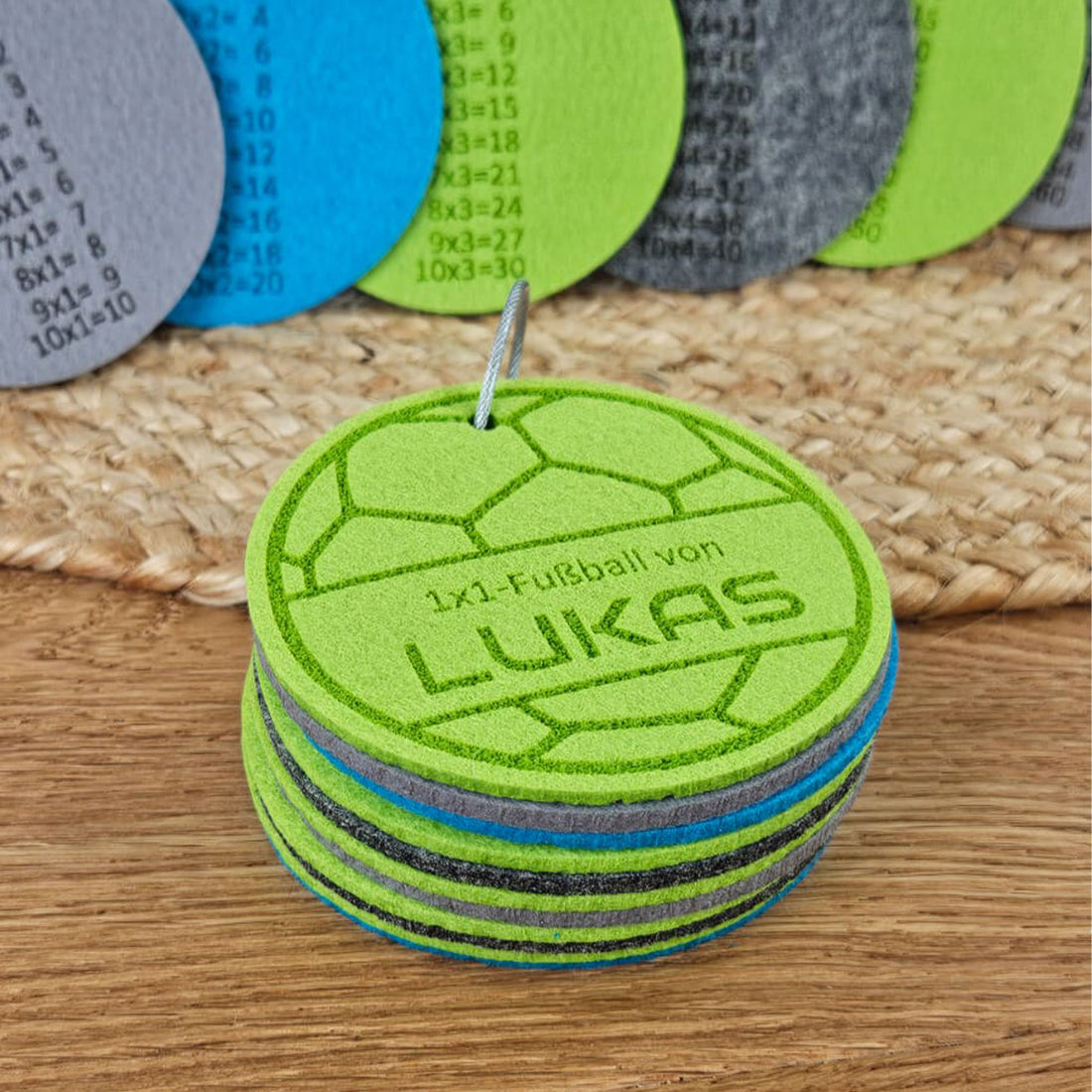 Personalisierte 1x1 Lernkarten Fußball, Lernhilfe 1x1, 10 Lerntafeln Mathematik Grundschule, Multiplikationskarten