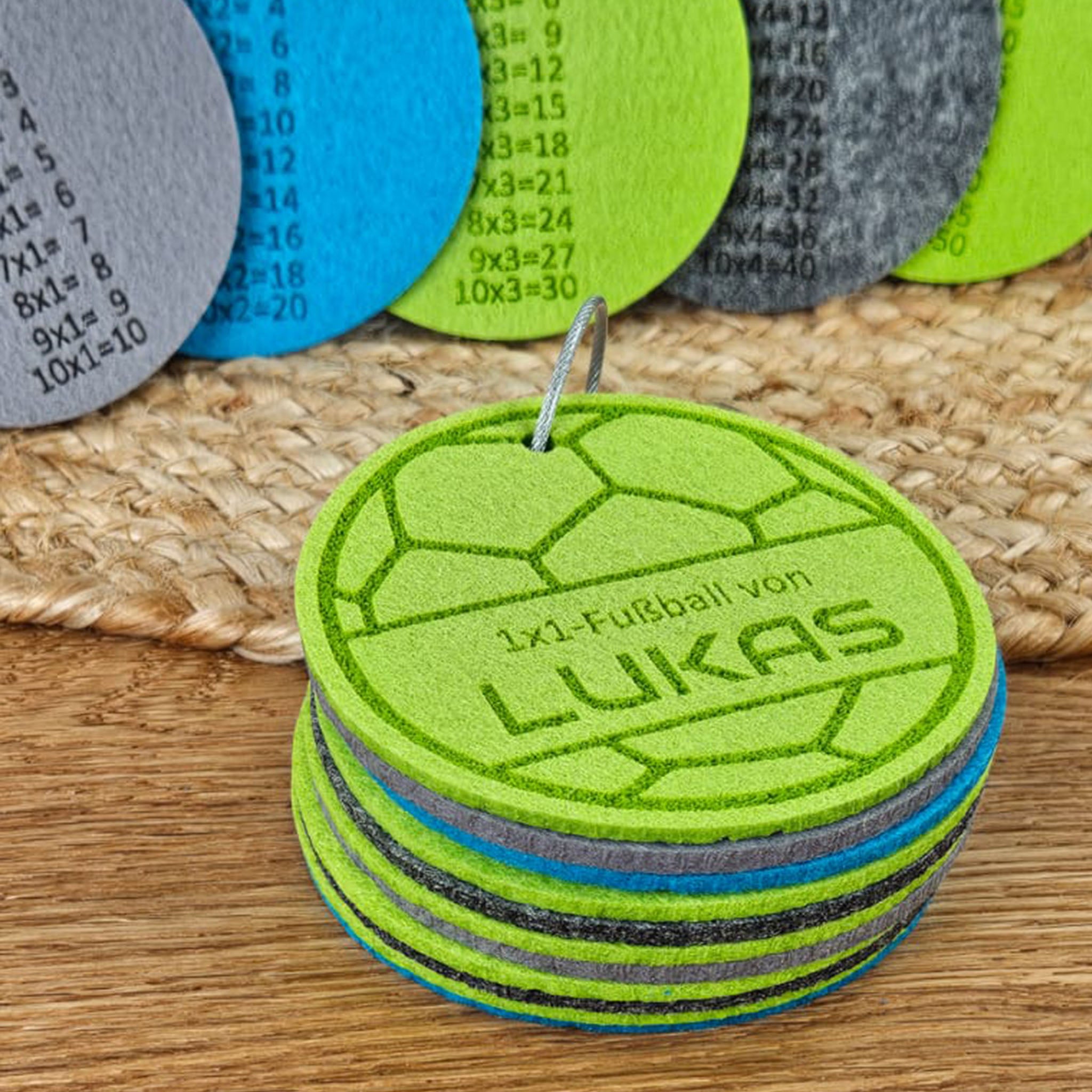 Personalisierte 1x1 Lernkarten Fußball, Lernhilfe 1x1, 10 Lerntafeln Mathematik Grundschule, Multiplikationskarten