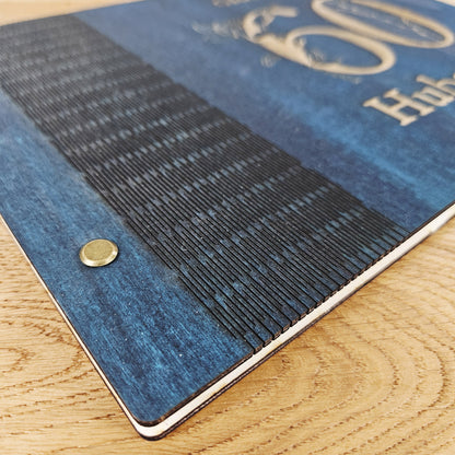 Personalisiertes Holz-Gästebuch Geburtstag, Farbwahl, Motiv &quot;große Zahl&quot;, Holzbuch