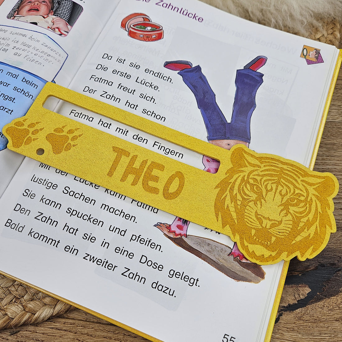 Personalisierte Lesehilfe &quot;Tiger&quot; für Leseanfänger zum Schulstart, Einschulung, Schultüte, Schulanfang Grundschule