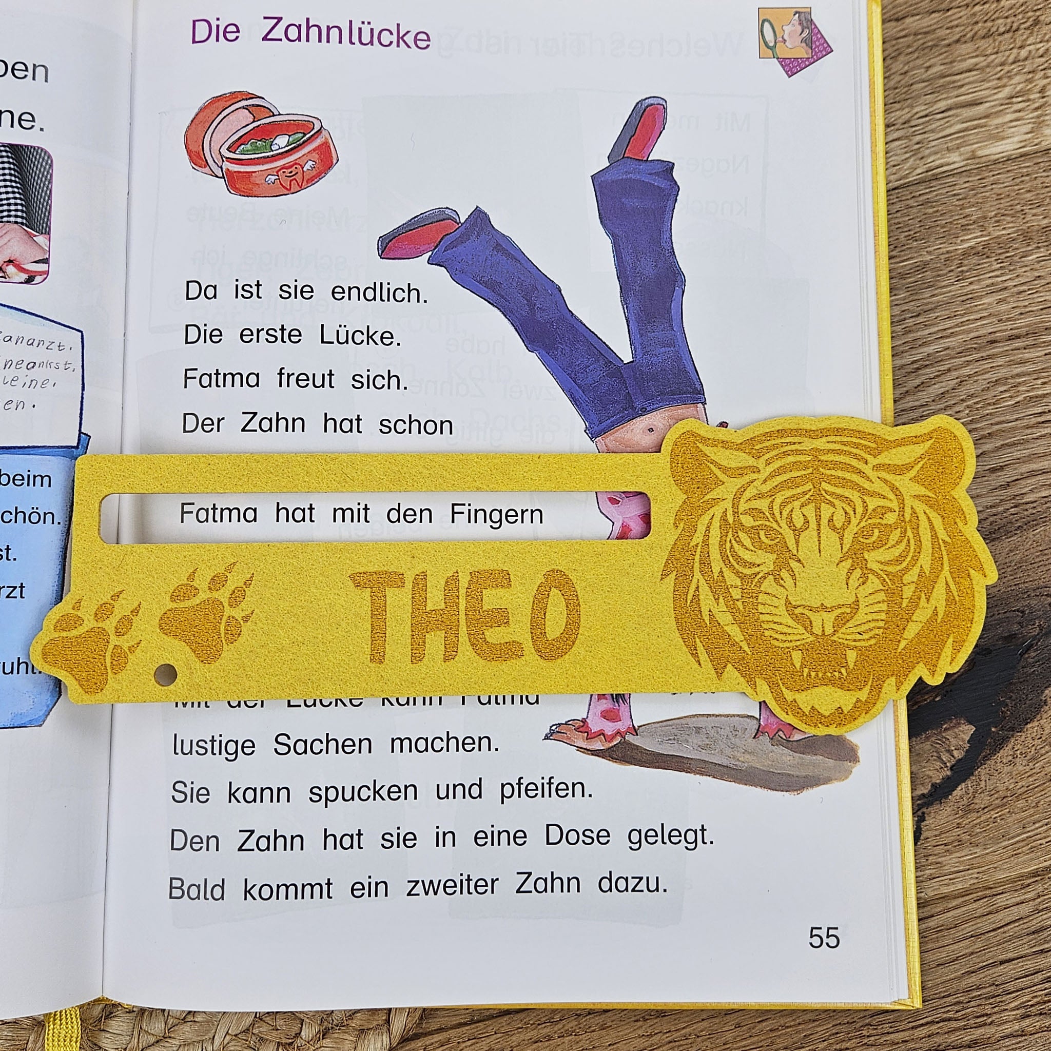 Personalisierte Lesehilfe &quot;Tiger&quot; für Leseanfänger zum Schulstart, Einschulung, Schultüte, Schulanfang Grundschule