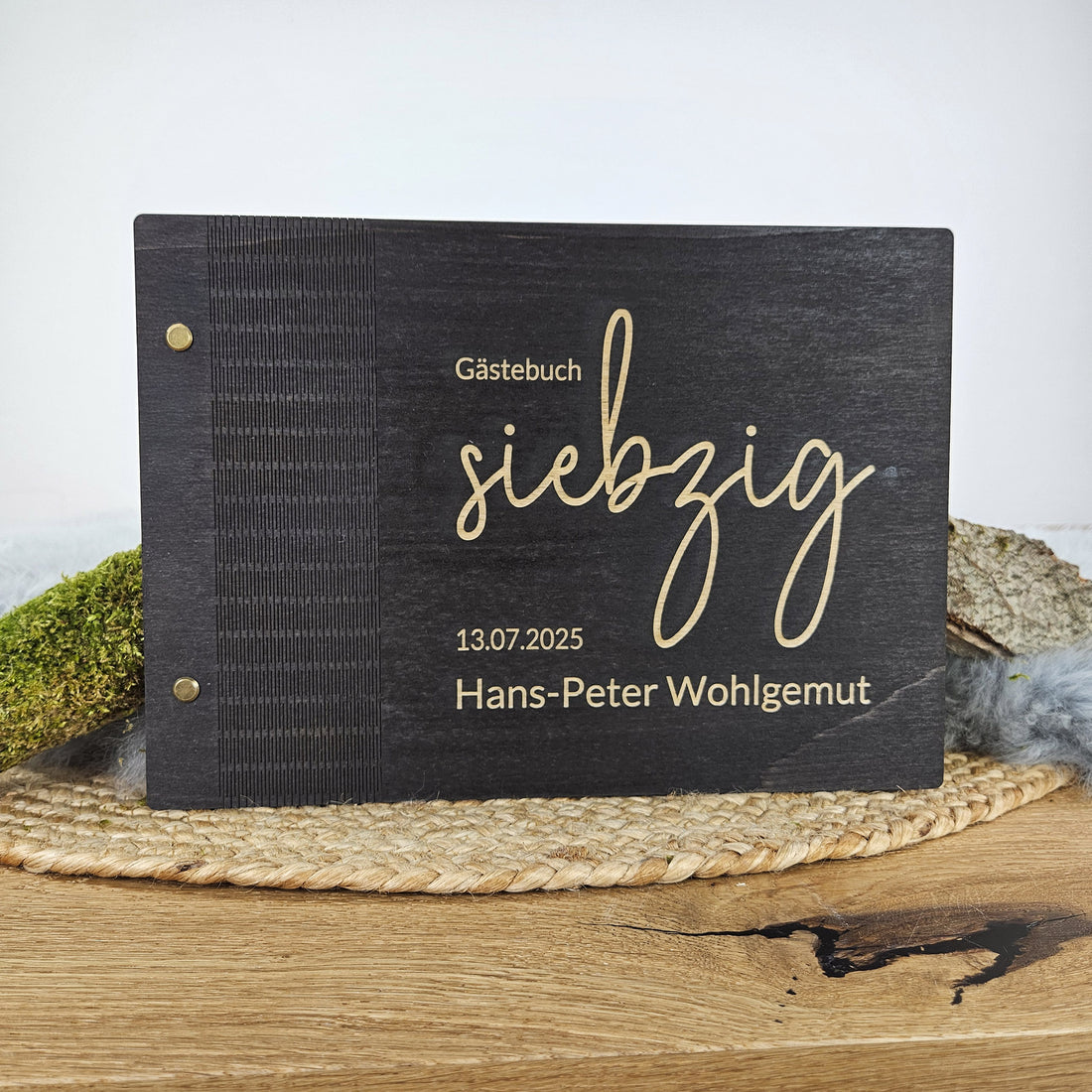 Personalisiertes Holz-Gästebuch Geburtstag, Farbwahl, Motiv &quot;geschriebene Zahl&quot;, Holzbuch