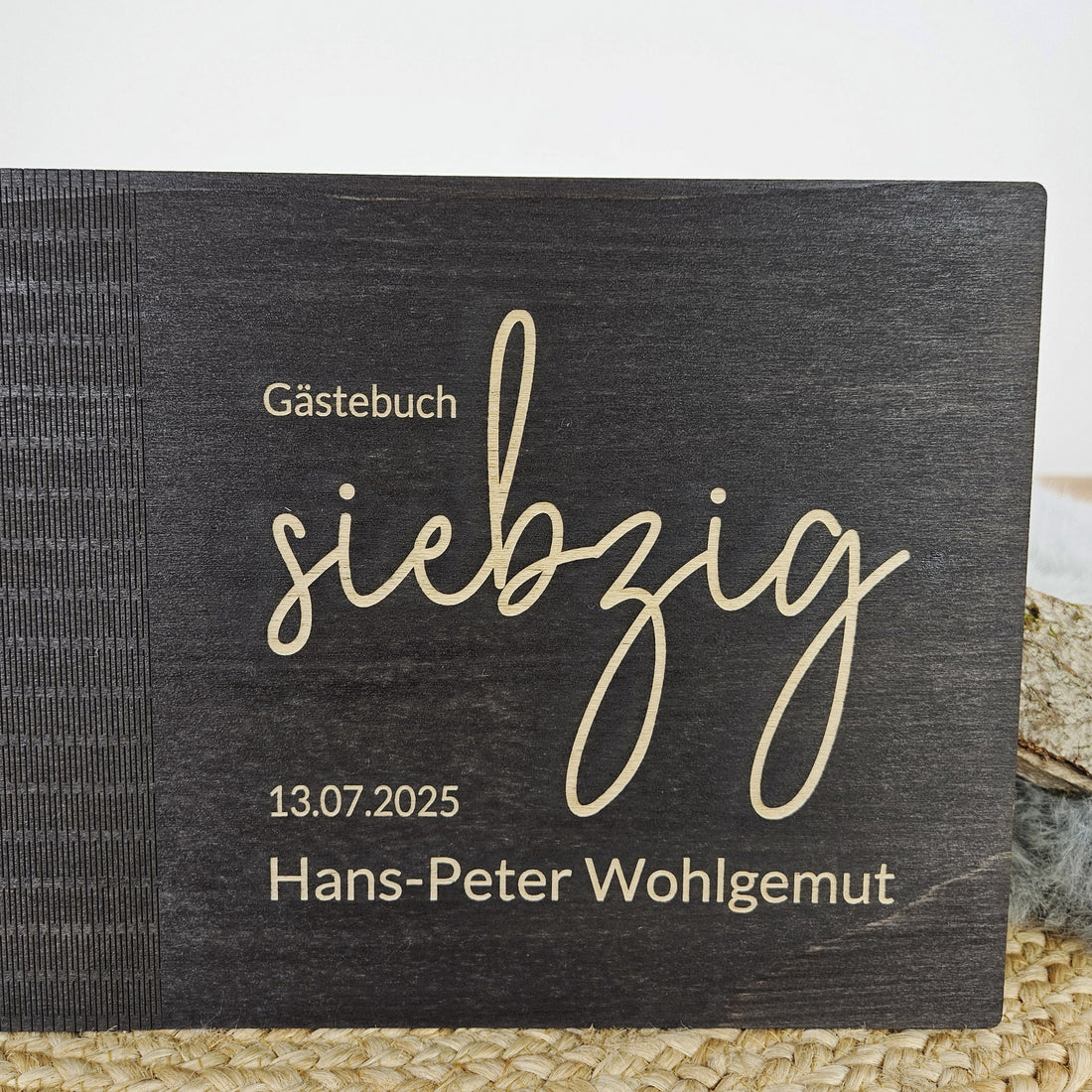 Personalisiertes Holz-Gästebuch Geburtstag, Farbwahl, Motiv &quot;geschriebene Zahl&quot;, Holzbuch