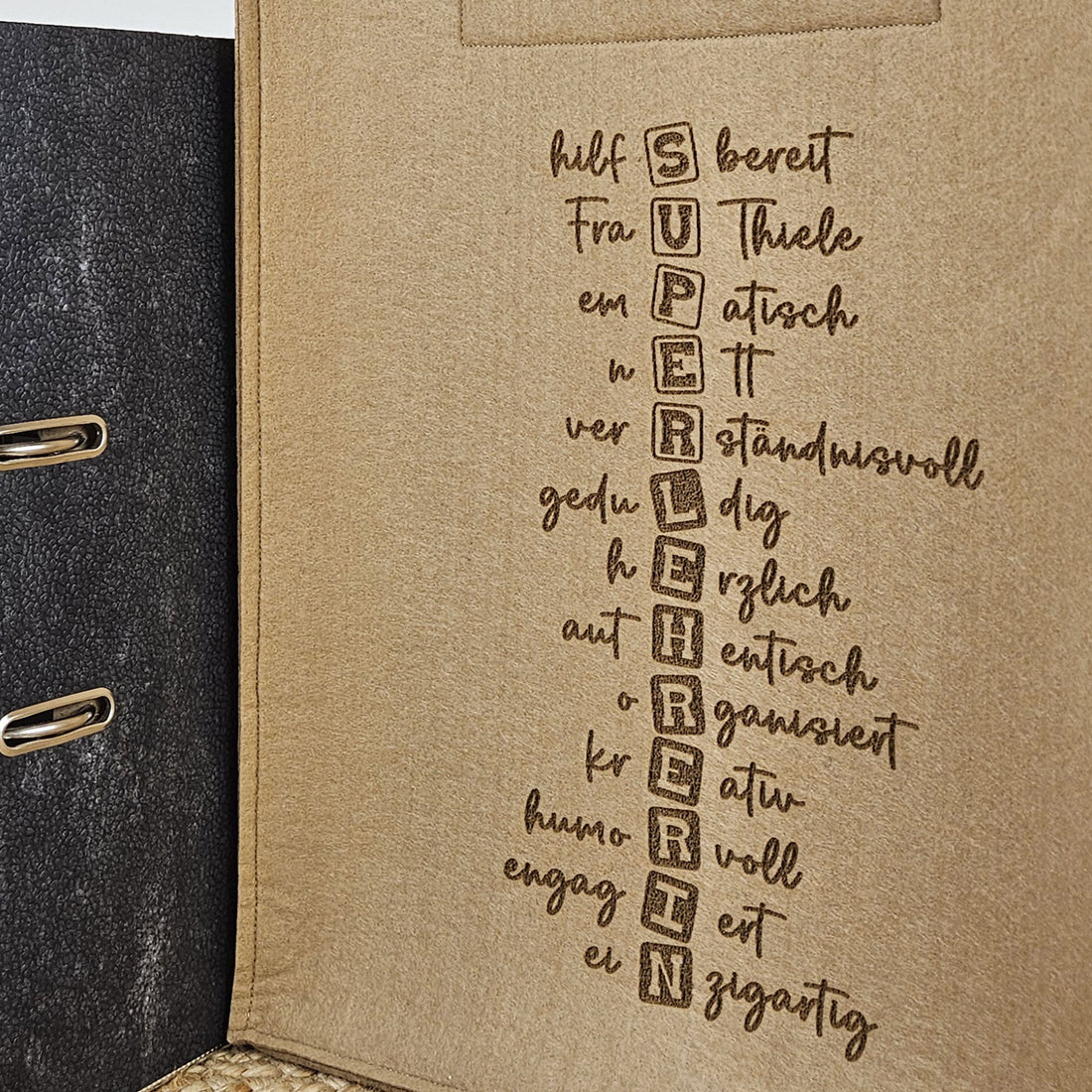 XL Lehrertasche mit Holzboden, Abschiedsgeschenk Lehrerin, Geschenk Lehrerin, personalisierte Geschenke Lehrerin