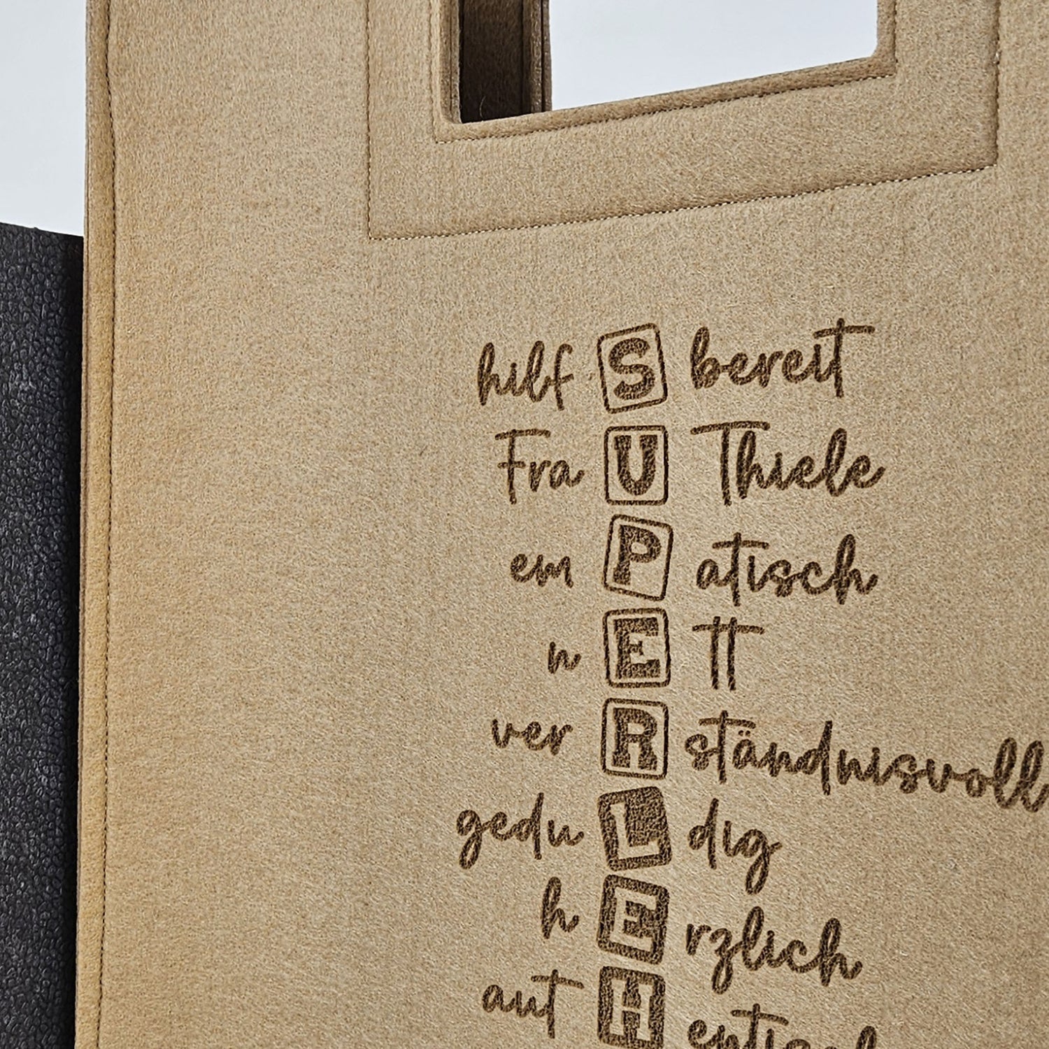 XL Lehrertasche mit Holzboden, Abschiedsgeschenk Lehrerin, Geschenk Lehrerin, personalisierte Geschenke Lehrerin