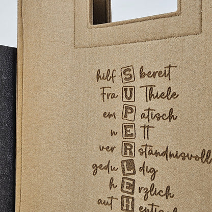 XL Lehrertasche mit Holzboden, Abschiedsgeschenk Lehrerin, Geschenk Lehrerin, personalisierte Geschenke Lehrerin