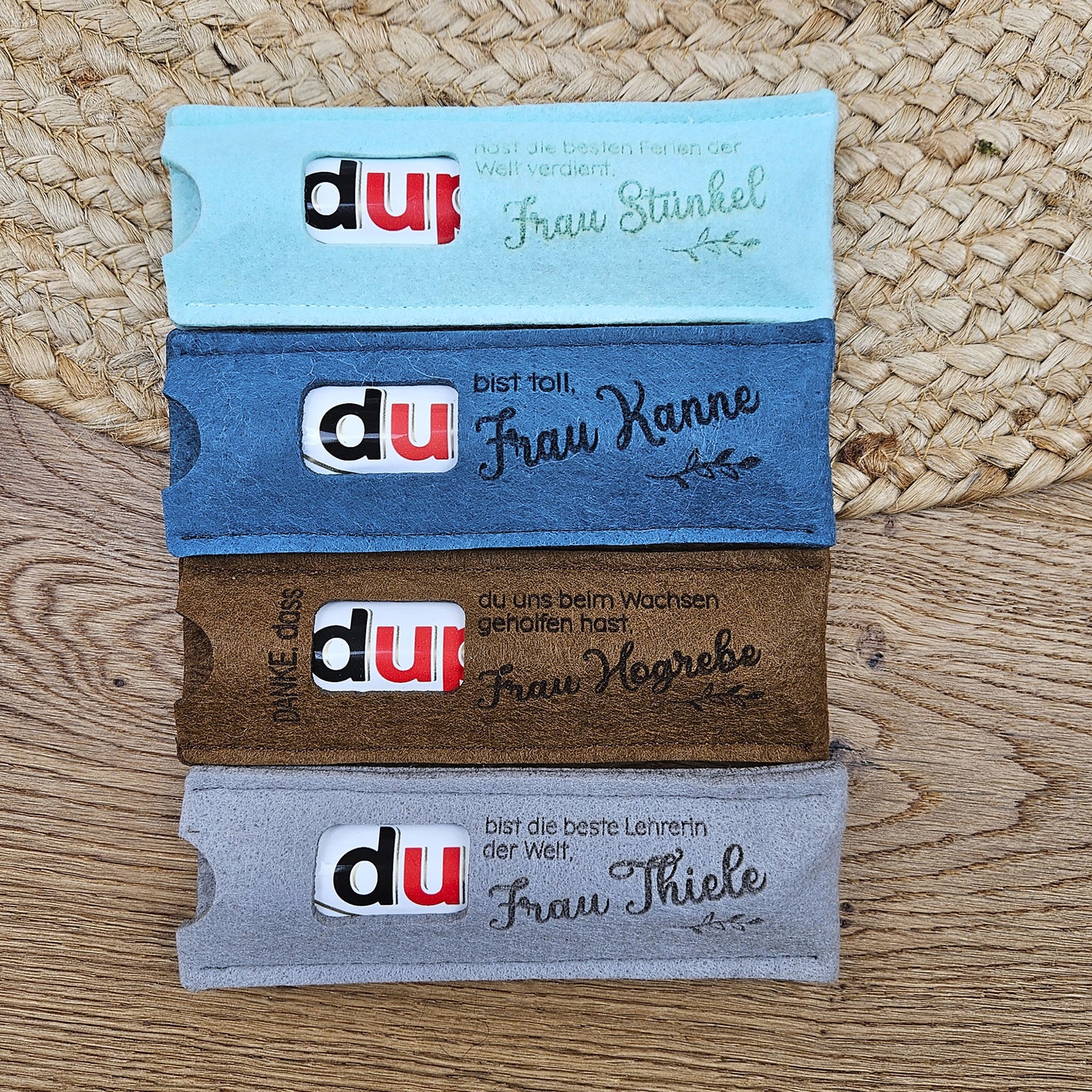 Personalisierte Duplo® Geschenkverpackung, Lehrerin, Erzieherin &amp; Co., Duplohülle, Banderole für Schokoriegel