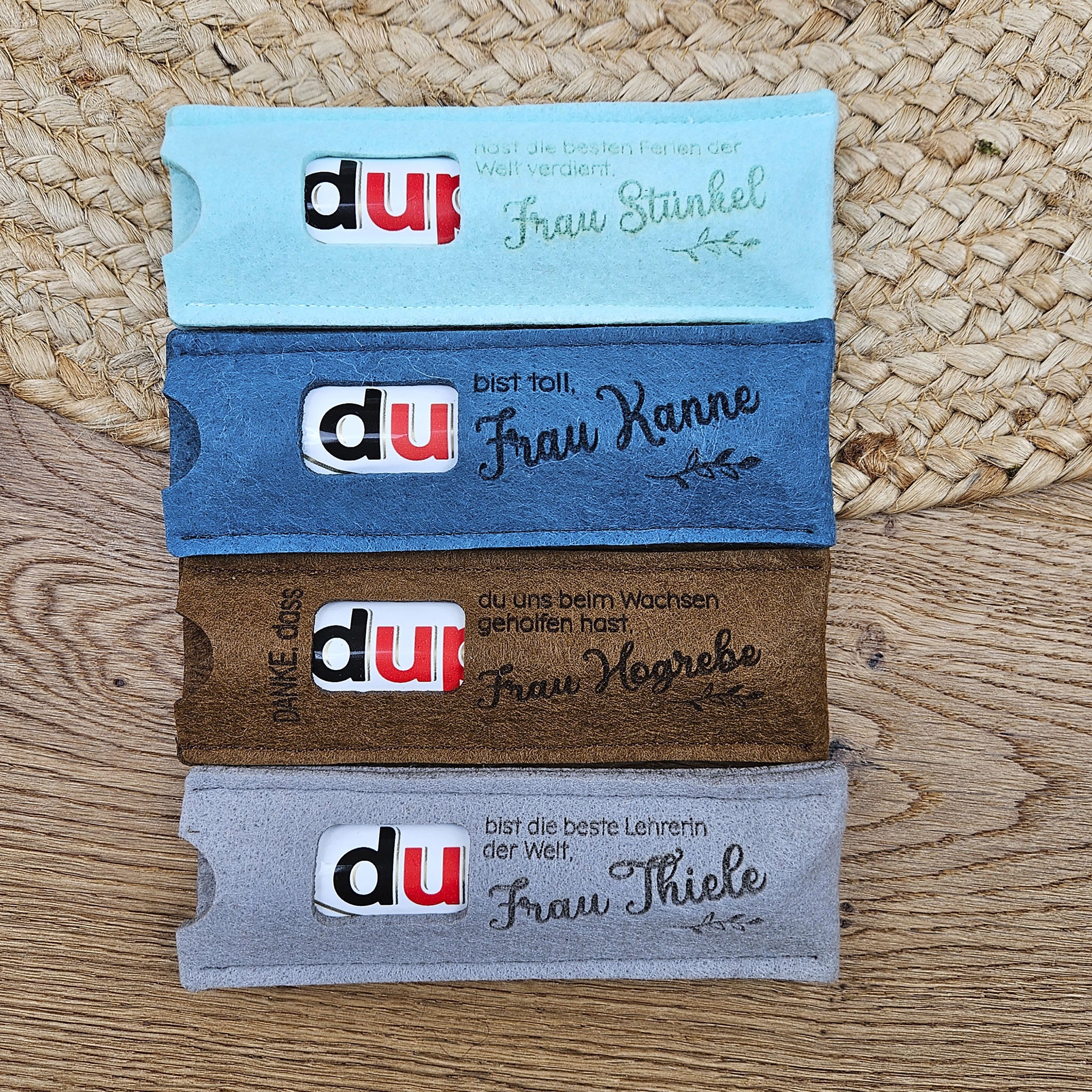 Personalisierte Duplo® Geschenkverpackung, Lehrerin, Erzieherin &amp; Co., Duplohülle, Banderole für Schokoriegel