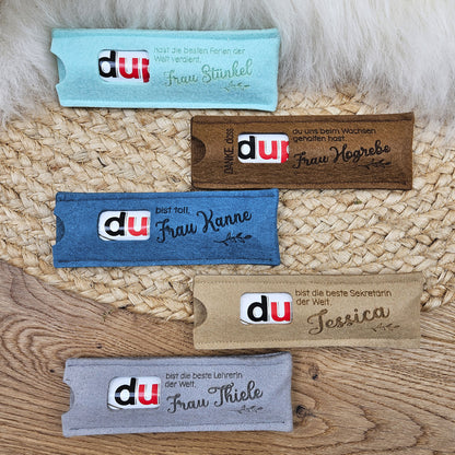 Personalisierte Duplo® Geschenkverpackung, Lehrerin, Erzieherin &amp; Co., Duplohülle, Banderole für Schokoriegel