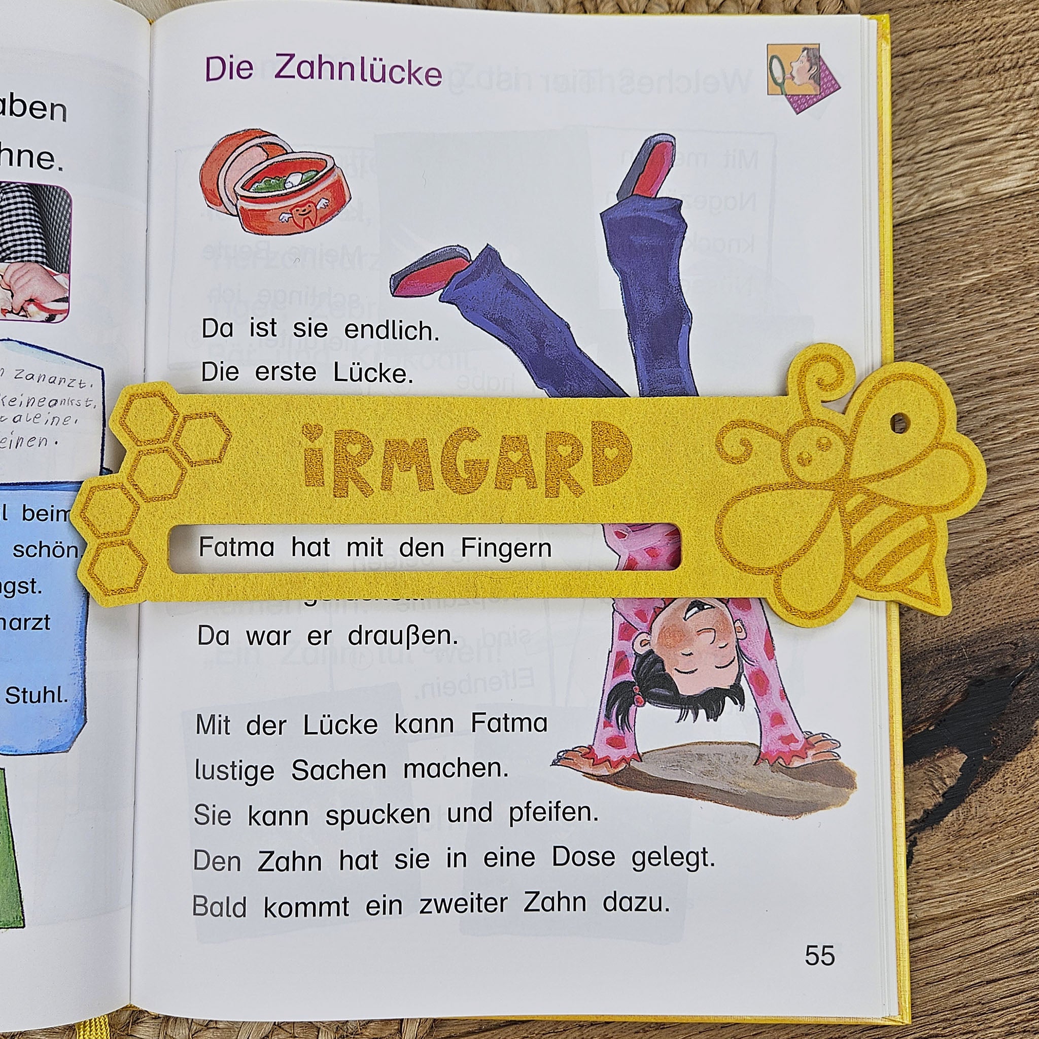Personalisierte Lesehilfe &quot;Biene&quot; für Leseanfänger zum Schulstart, Einschulung, Schultüte, Schulanfang Grundschule