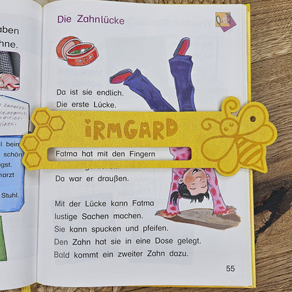 Personalisierte Lesehilfe &quot;Biene&quot; für Leseanfänger zum Schulstart, Einschulung, Schultüte, Schulanfang Grundschule